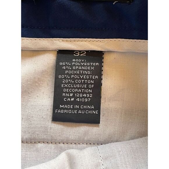 Greg Norman Men's Chino Shorts Size 32 Blue Solid Polyester Mid Rise Flat Front - Picture 7 of 11